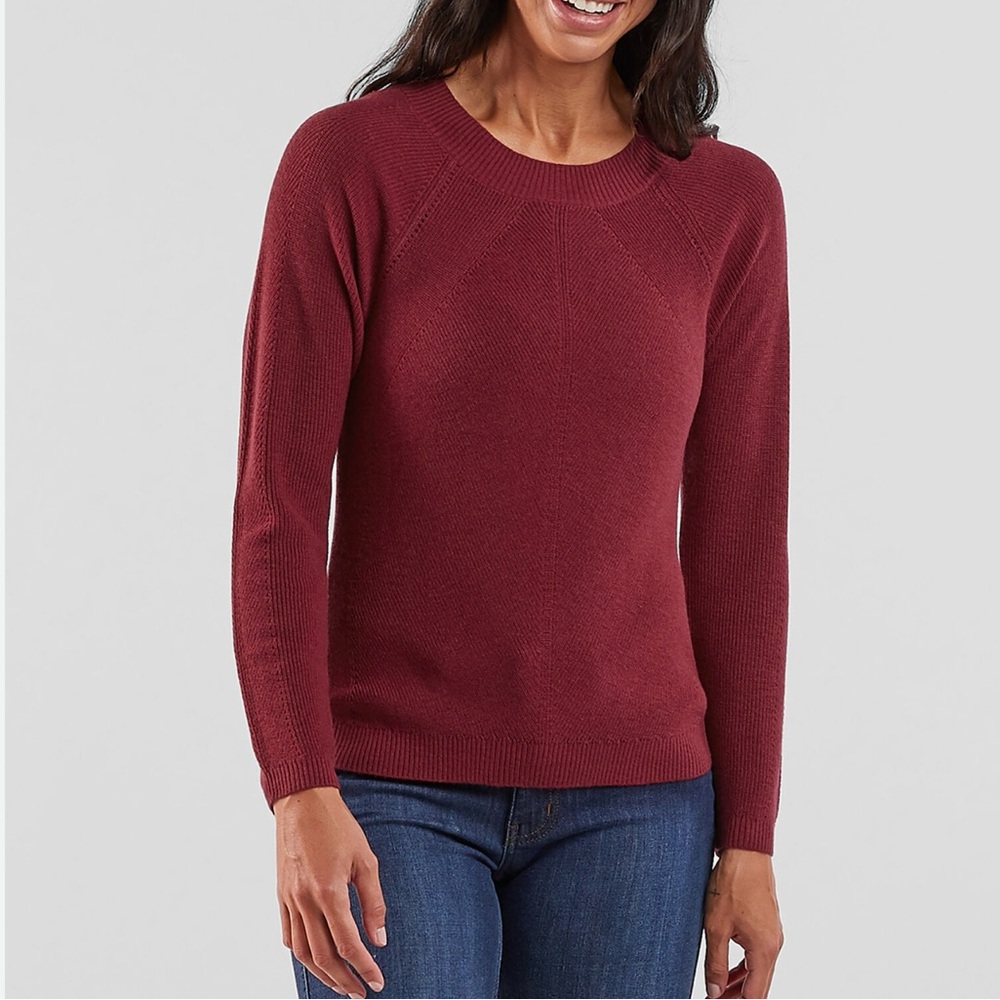 Title Nine Szabo Crew Neck Sweater Merino Wool Blend Raglan Sleeve Office